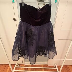 Floreat Strapless Black and Blue Dress